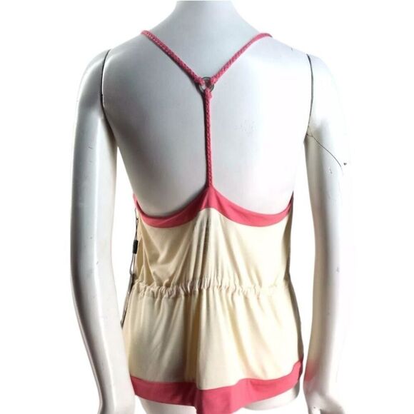 Steve Madden Lace Rope Straps Dead Stock Vintage Tank Top Size Large Pink & Crea - Picture 2 of 8